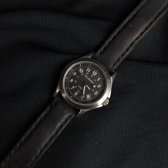 Vintage Columbia stainless steel 100m quartz watch, analog, 24hr, date, black main image 5